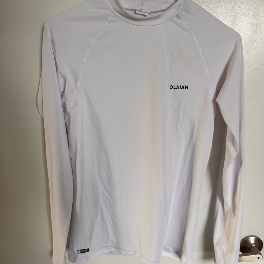 OLAIAN Decathlon White Long Sleeve Rash Guard UPF 50+ Size S Women